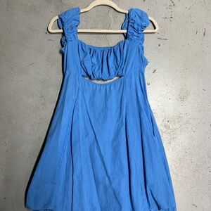 Free People Blue Ruched Sundress Sleeveless